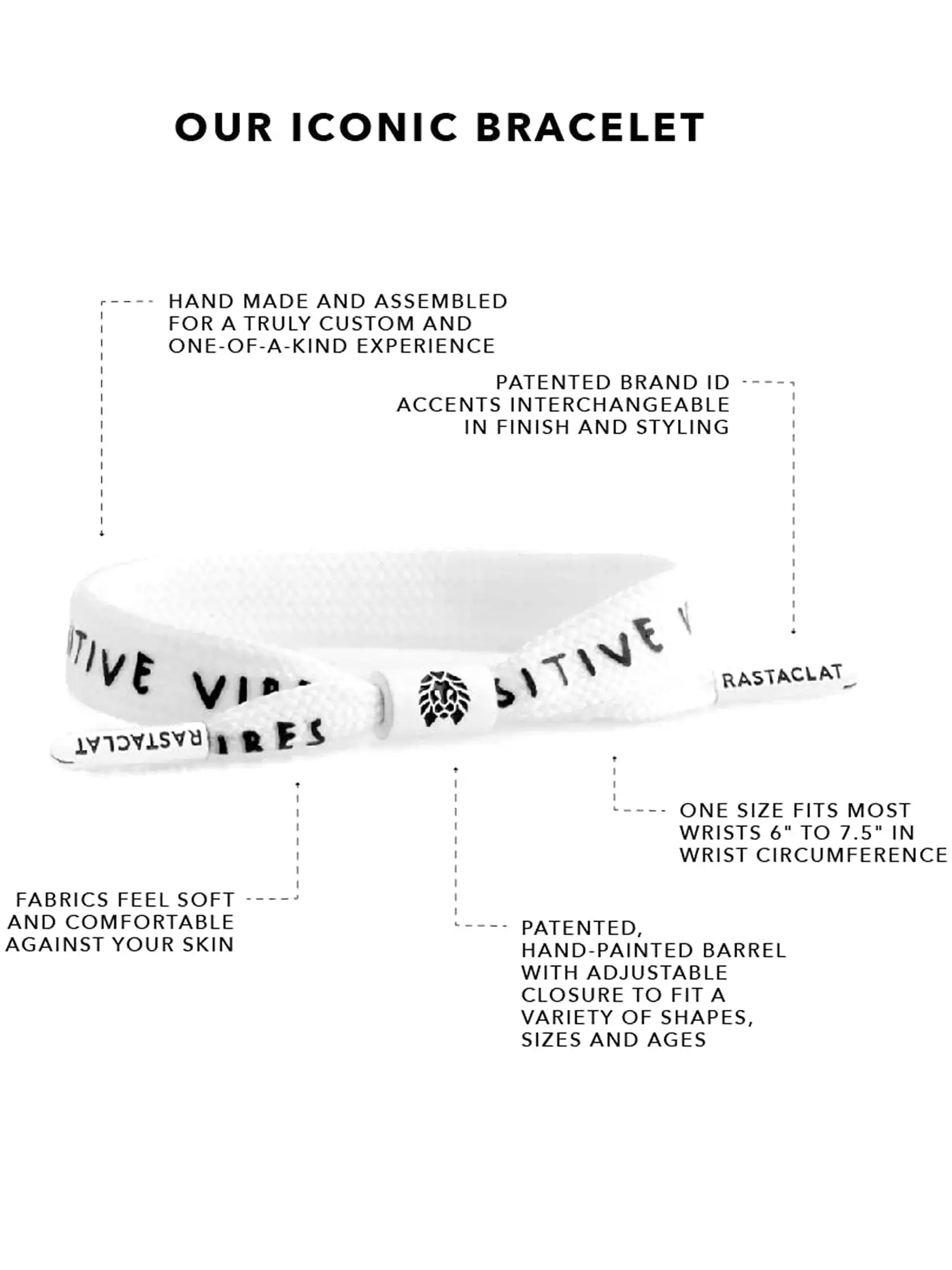 Positive Vibes Single Lace White Bracelet