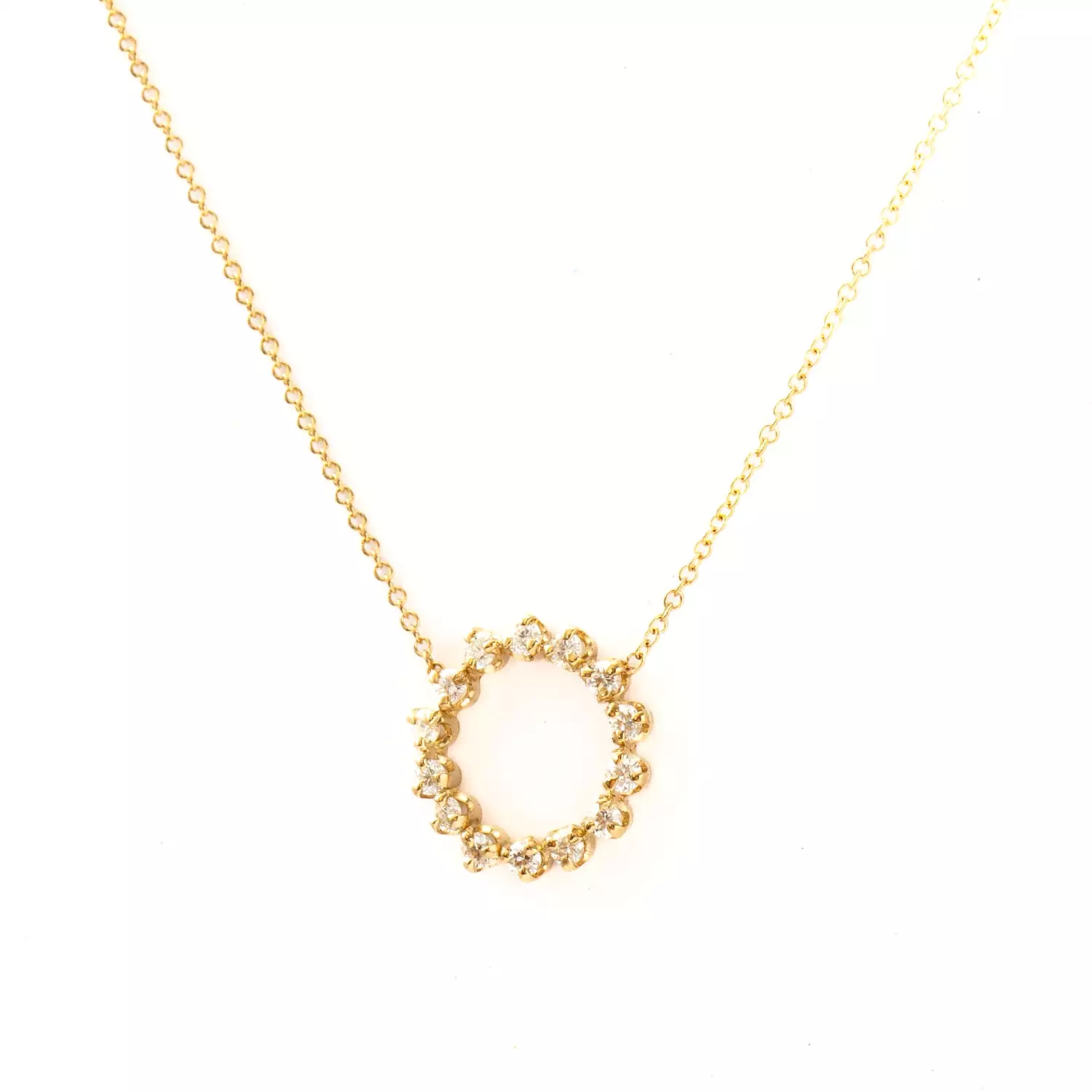 Prong Diamond Circle Necklace