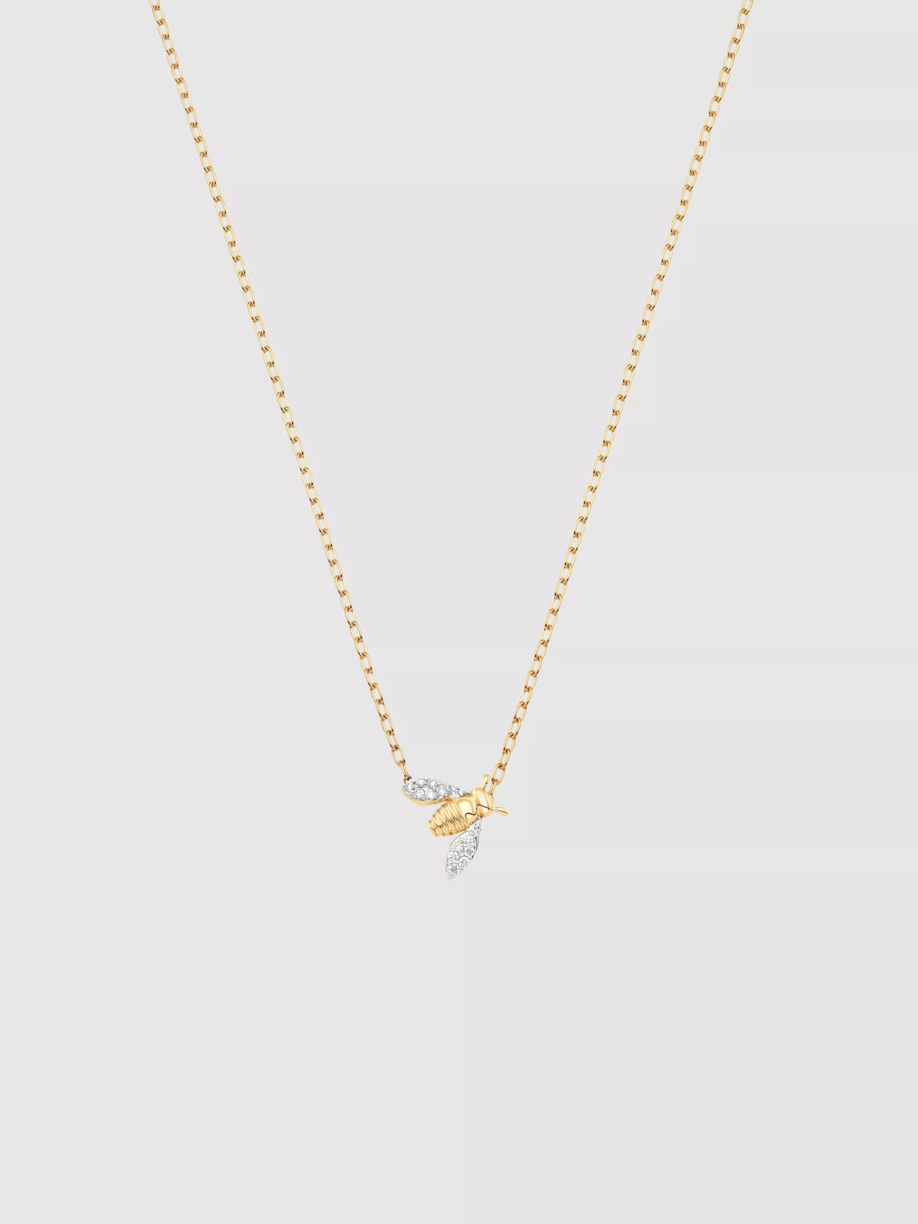 Queen Bee Yellow Gold White Diamond Petite 16 Necklace