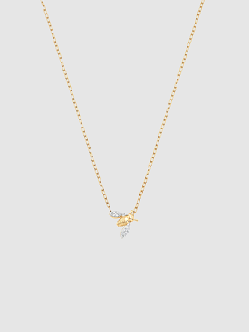 Queen Bee Yellow Gold White Diamond Petite 16 Necklace