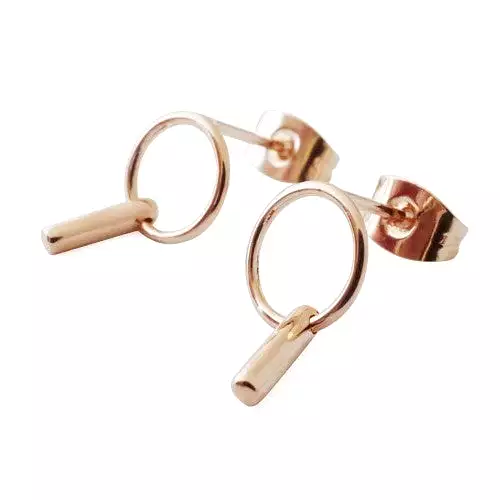 Rose Gold Circle Line Earrings