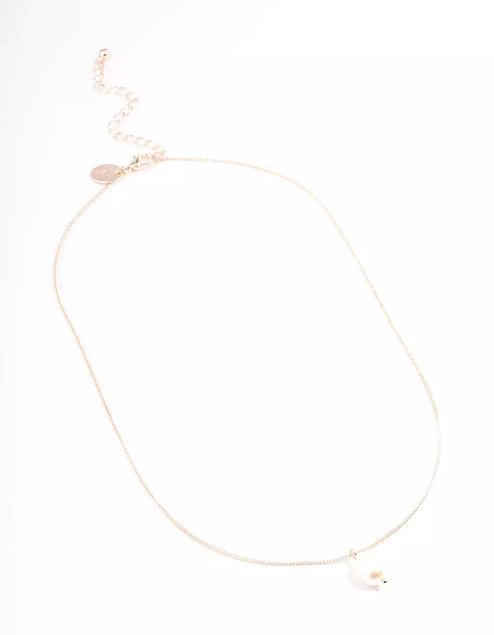 Rose Gold Freshwater Pearl Drop Necklace