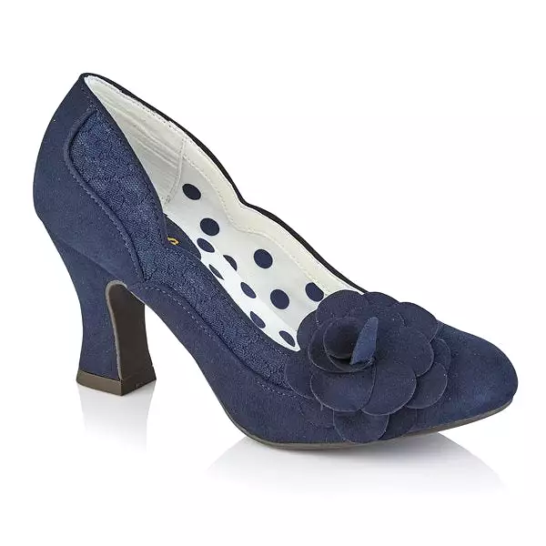 Ruby Shoo Navy Blue Heeled Corsage Court Shoes