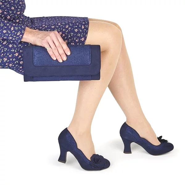 Ruby Shoo Navy Blue Heeled Corsage Court Shoes