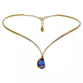 SAPPHIRE DROP CRYSTAL NECKLACE