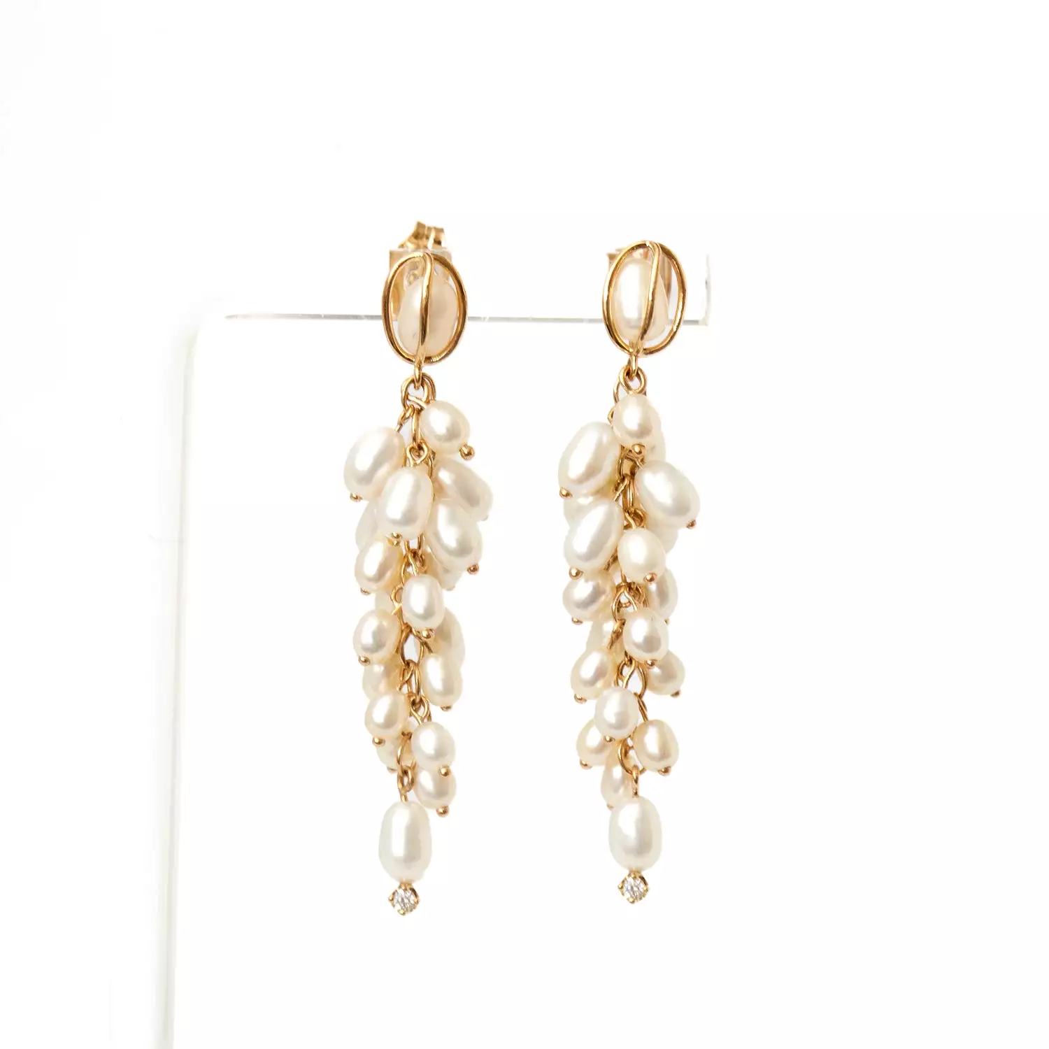 Shadow Diamond & Pearl Earrings