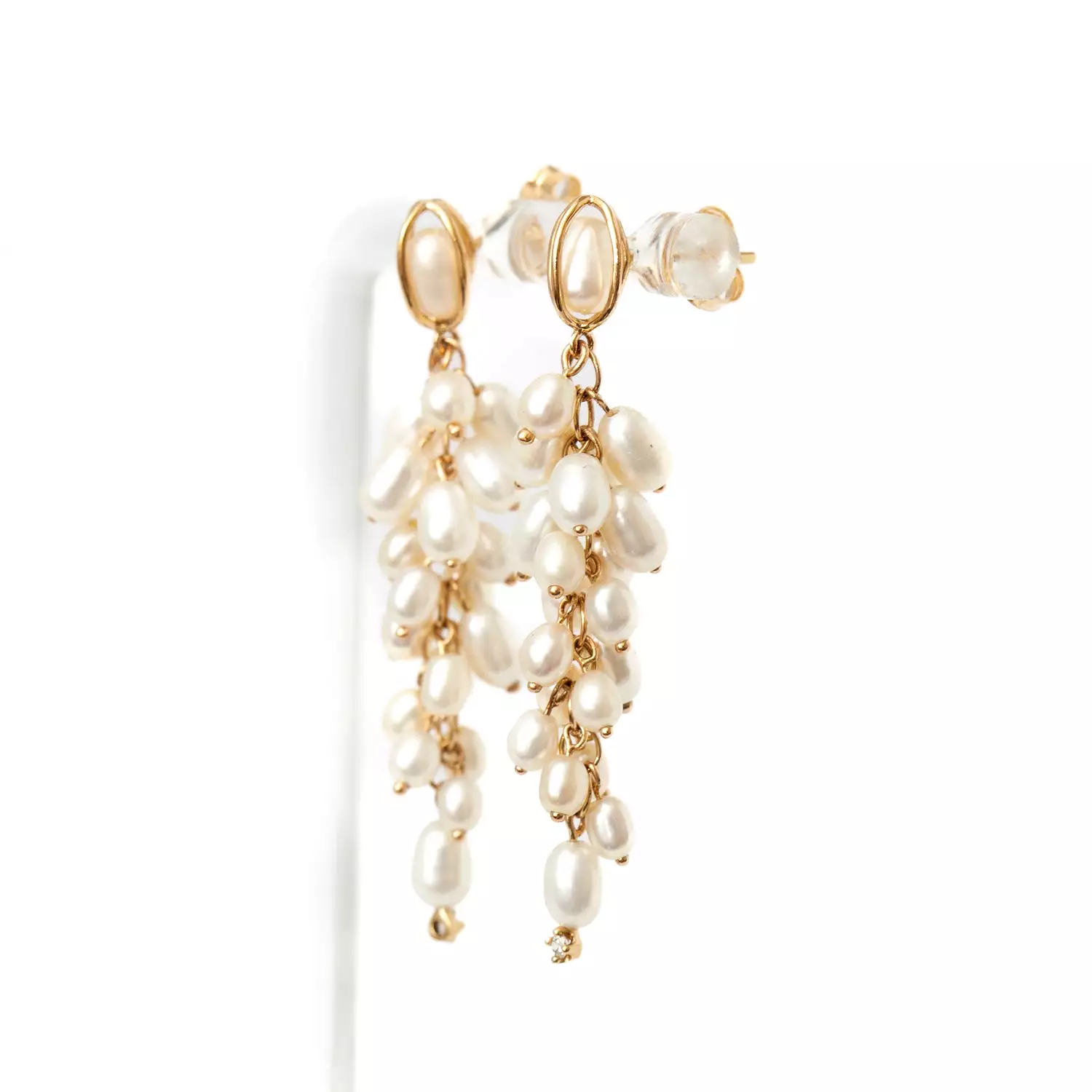 Shadow Diamond & Pearl Earrings