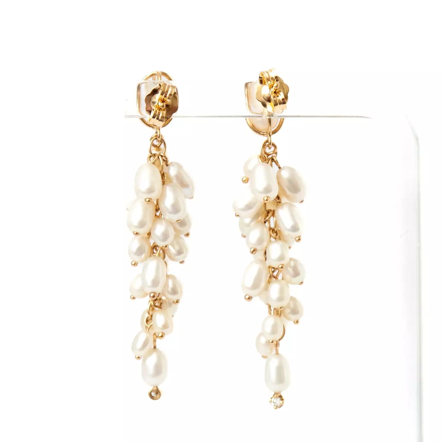 Shadow Diamond & Pearl Earrings