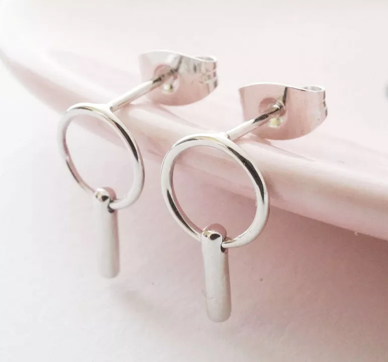 Silver Circle Line Earrings