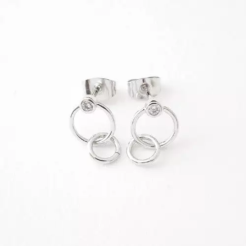 Silver Crystal Link Earrings