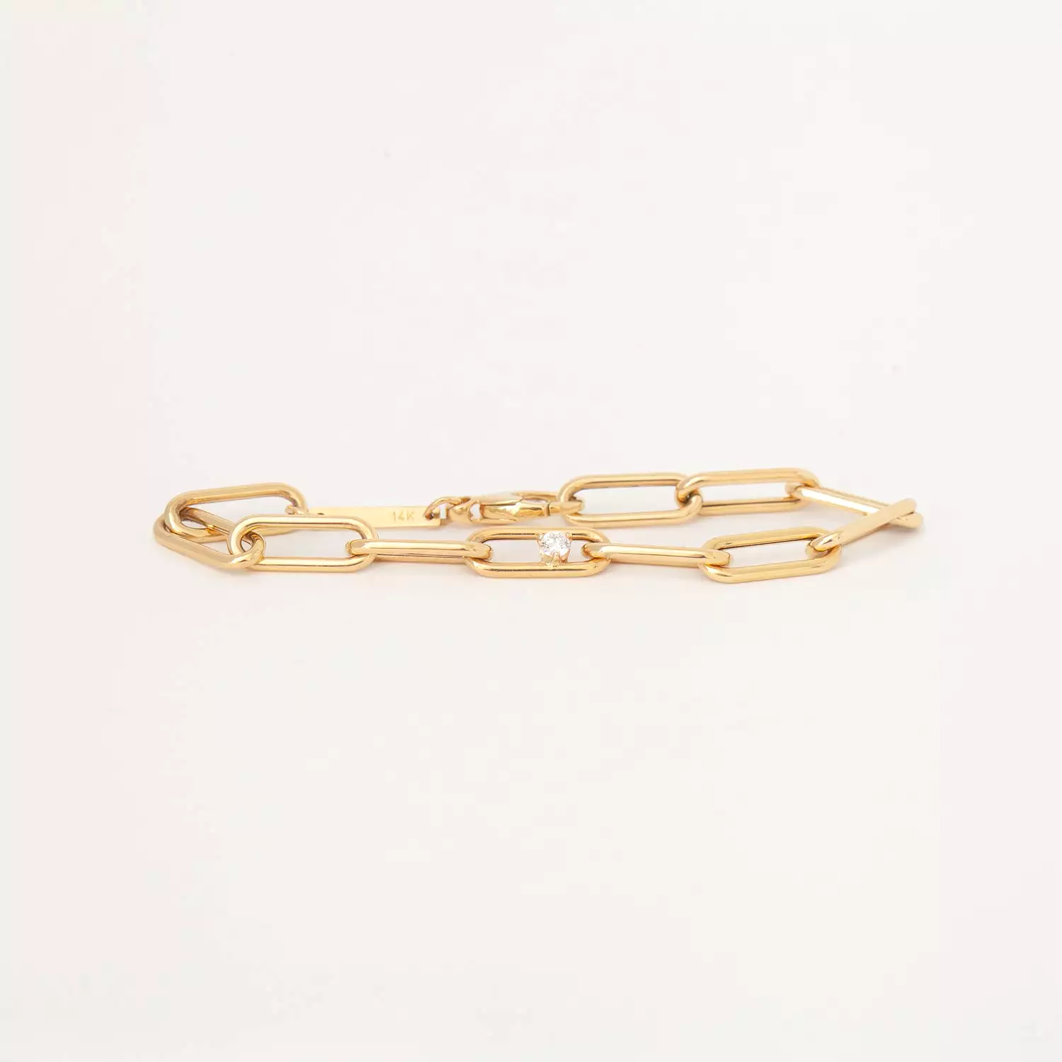 Single Nested Diamond Large Paperclip Chain Bracelet