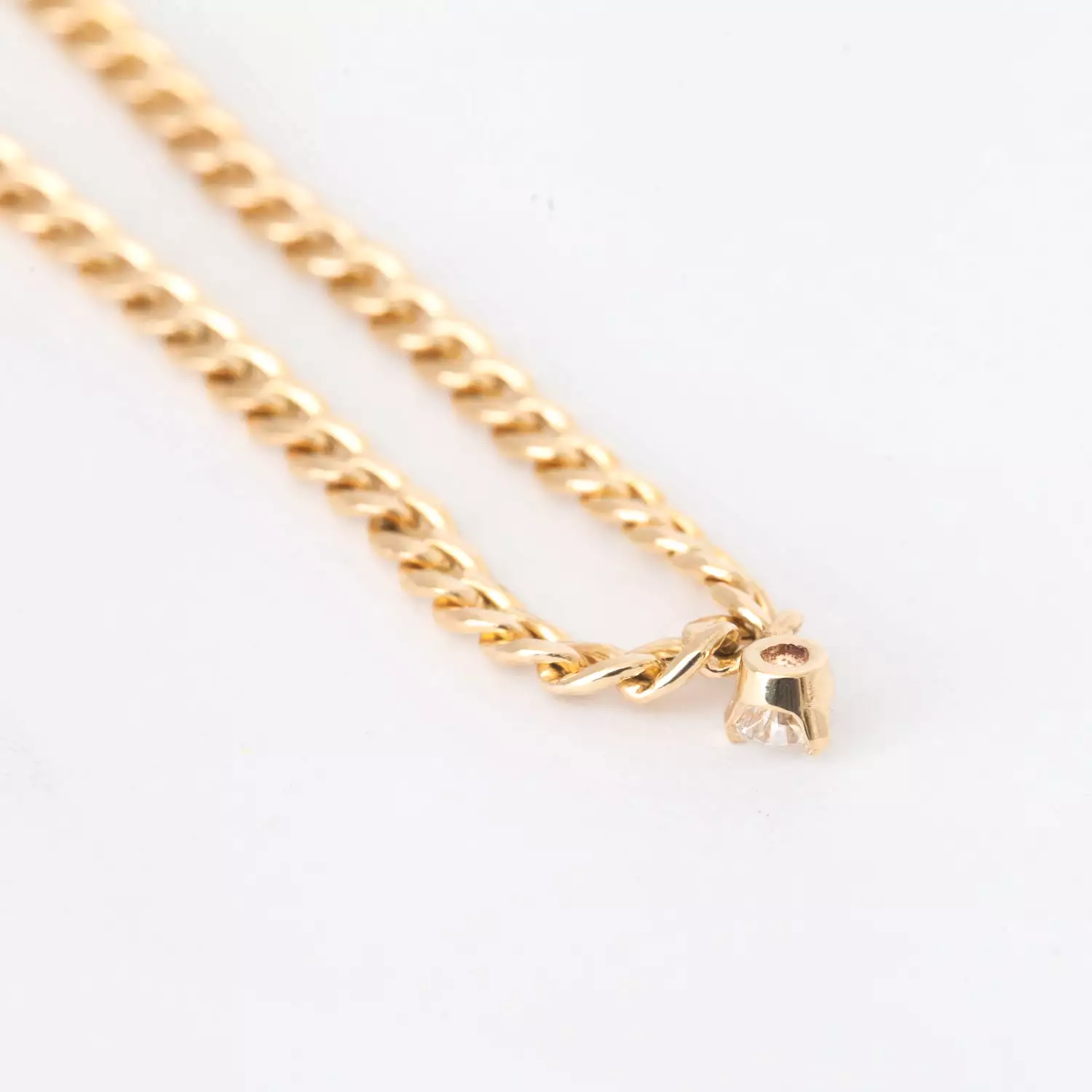 Single Prong Diamond Small Curb Chain Necklace