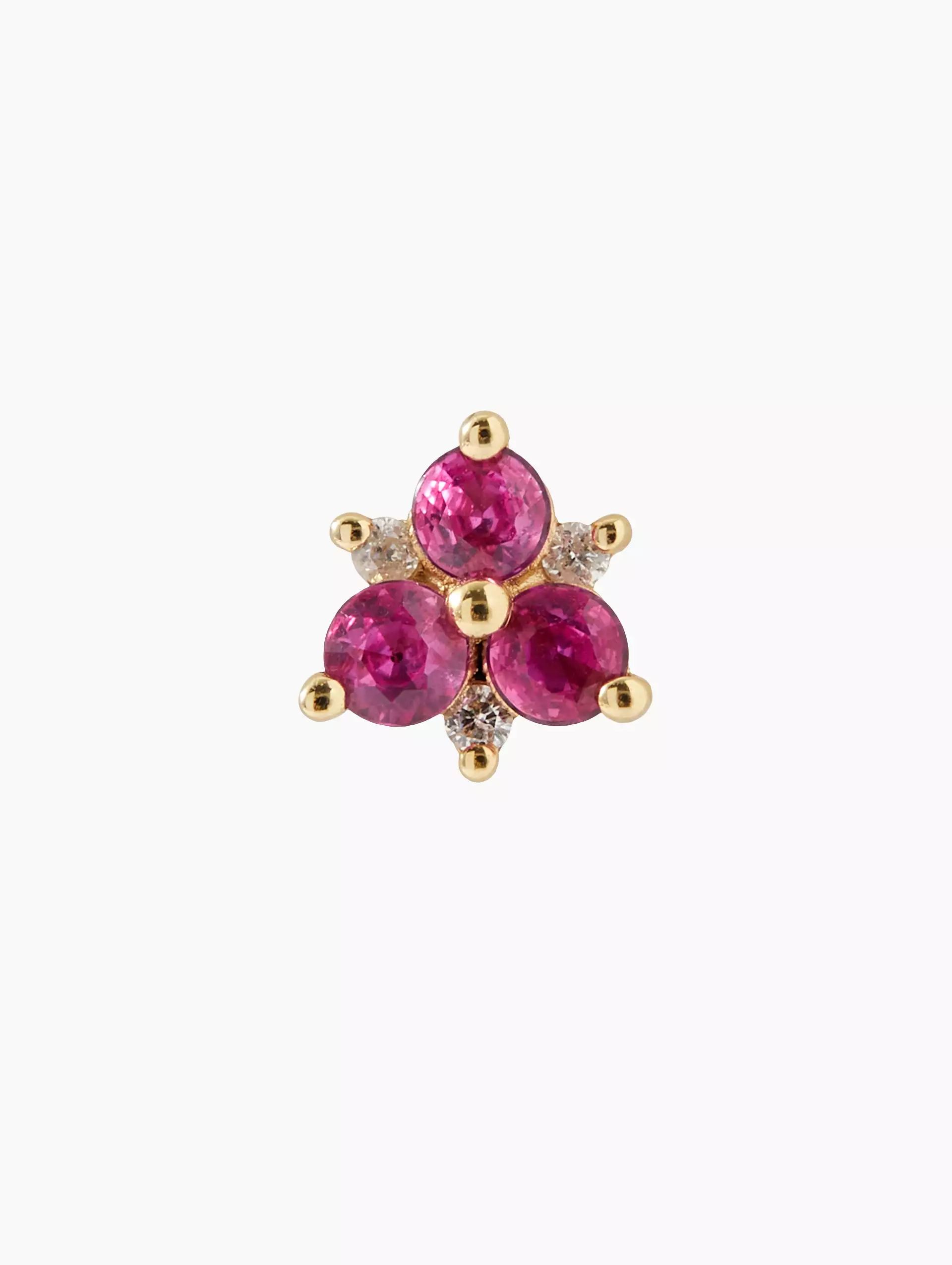 Single Ruby Pave Flower Stud