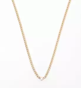 Small Curb Necklace with Single Floating Diamond