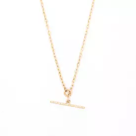 Small Square Oval Link Necklace with Pavé Toggle