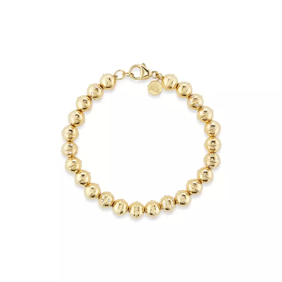 Squash Bead Bracelet - Yellow Gold