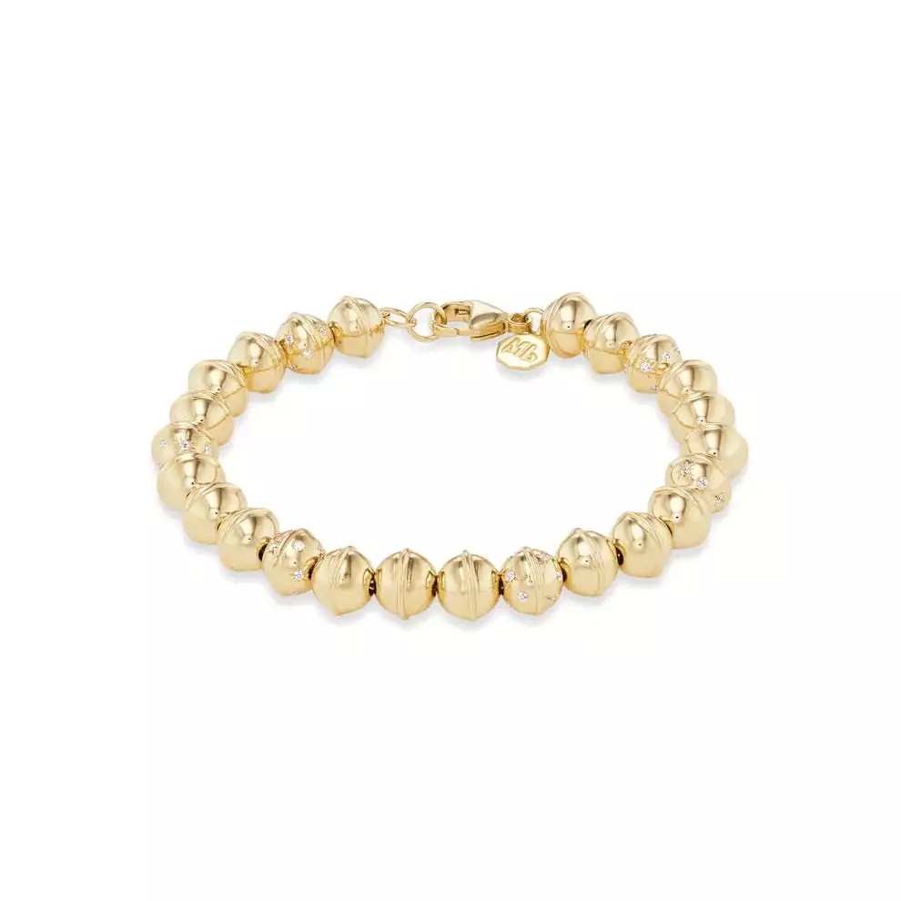 Squash Bead Bracelet - Yellow Gold