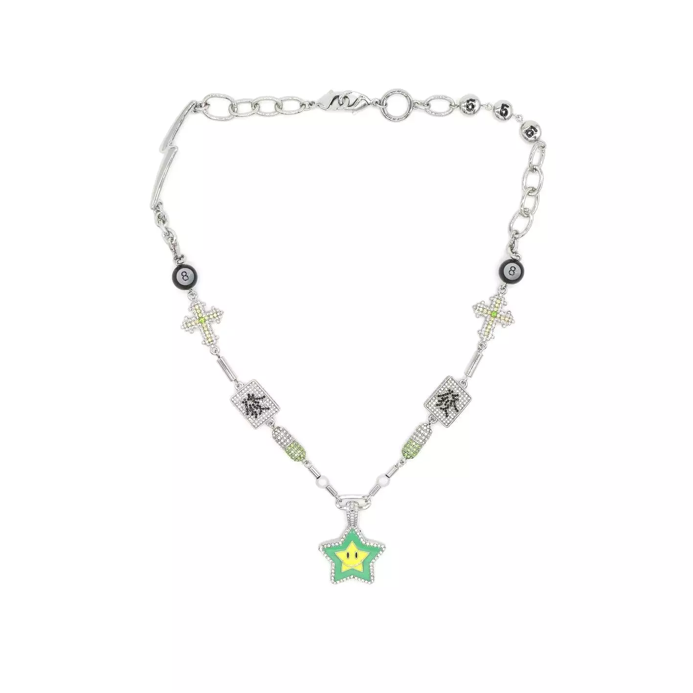 Star Smiley Cross Capsule Mahjong Diamond Necklace