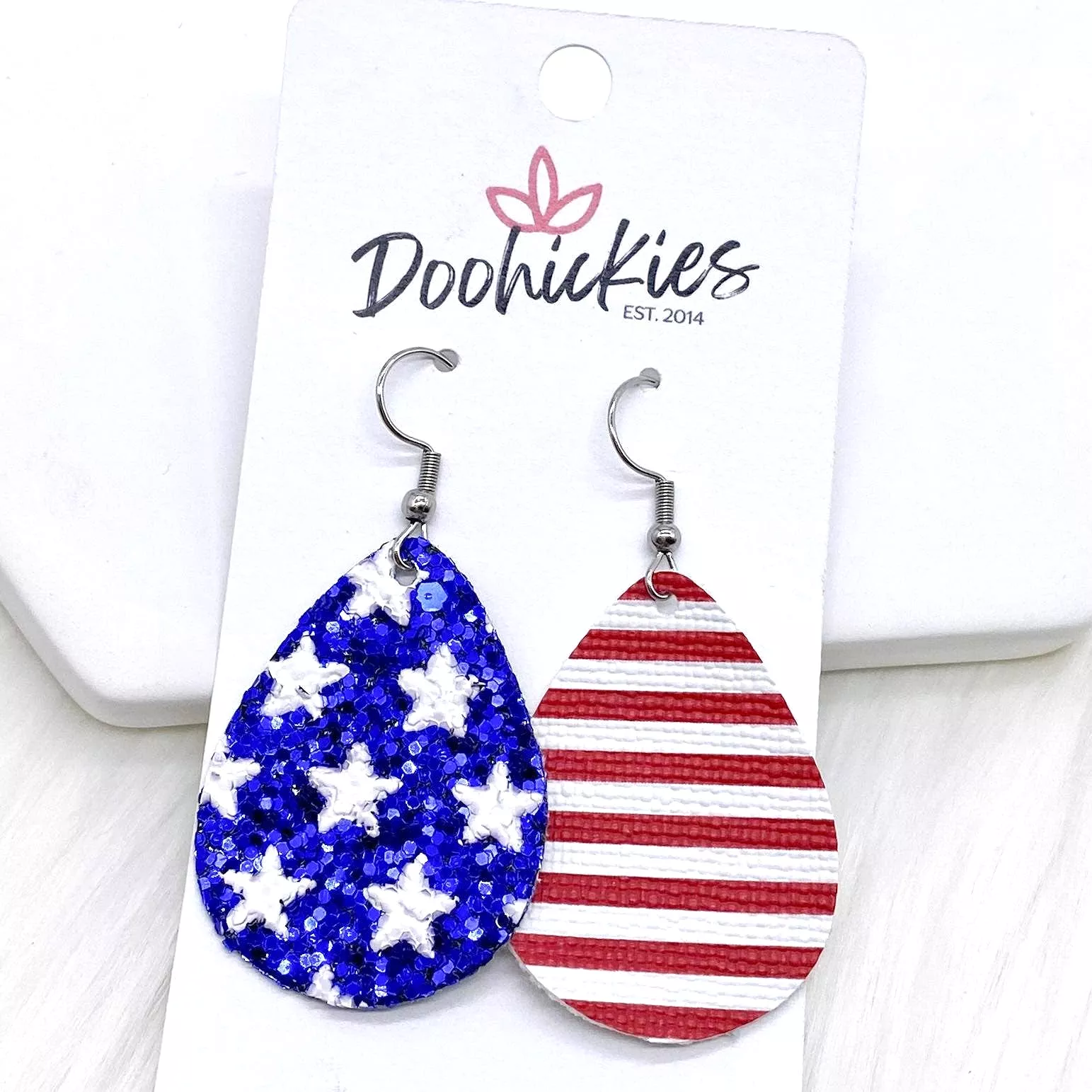 Stars & Stripes Glitter Teardrops Earrings