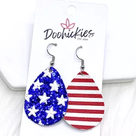 Stars & Stripes Glitter Teardrops Earrings