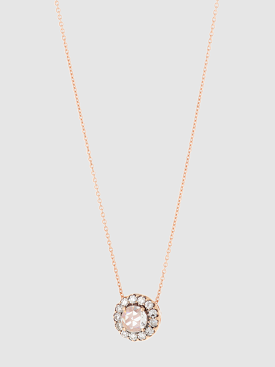 Stone Halo Necklace in Pink Gold and Diamond