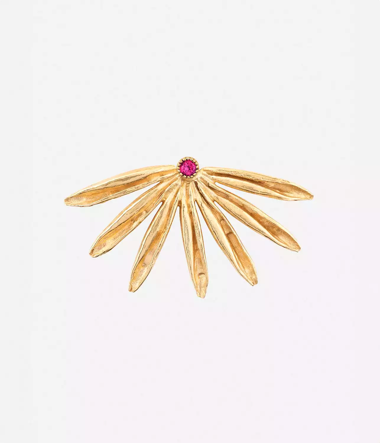 SUN SIREN STUD EARRING- GOLD /RUBY