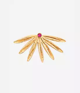 SUN SIREN STUD EARRING- GOLD /RUBY