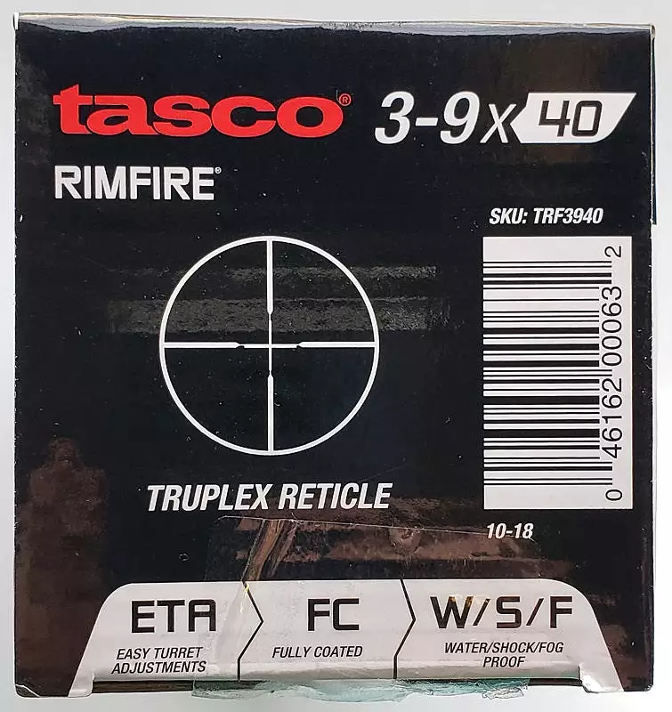 Tasco Rimfire 3-9x 40mm Rifle Scope w/ Weaver Style Rings TRF3940