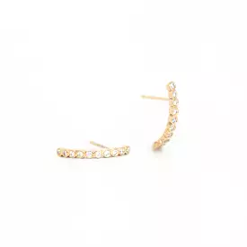 Ten Tiny Diamond Bezel Curved Bar Drop Earrings