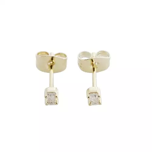 Tiny Crystal Baguette Gold Studs