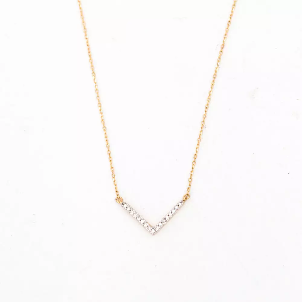 Tiny Pavé V Necklace