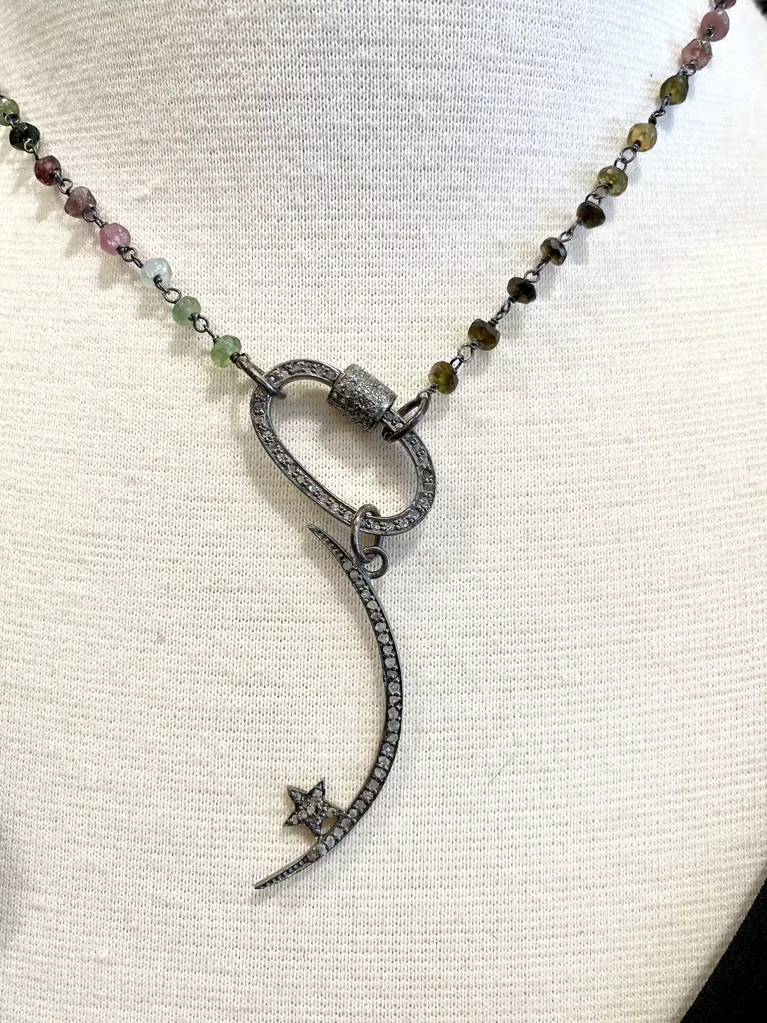 Tourmaline Rosary with Crescent