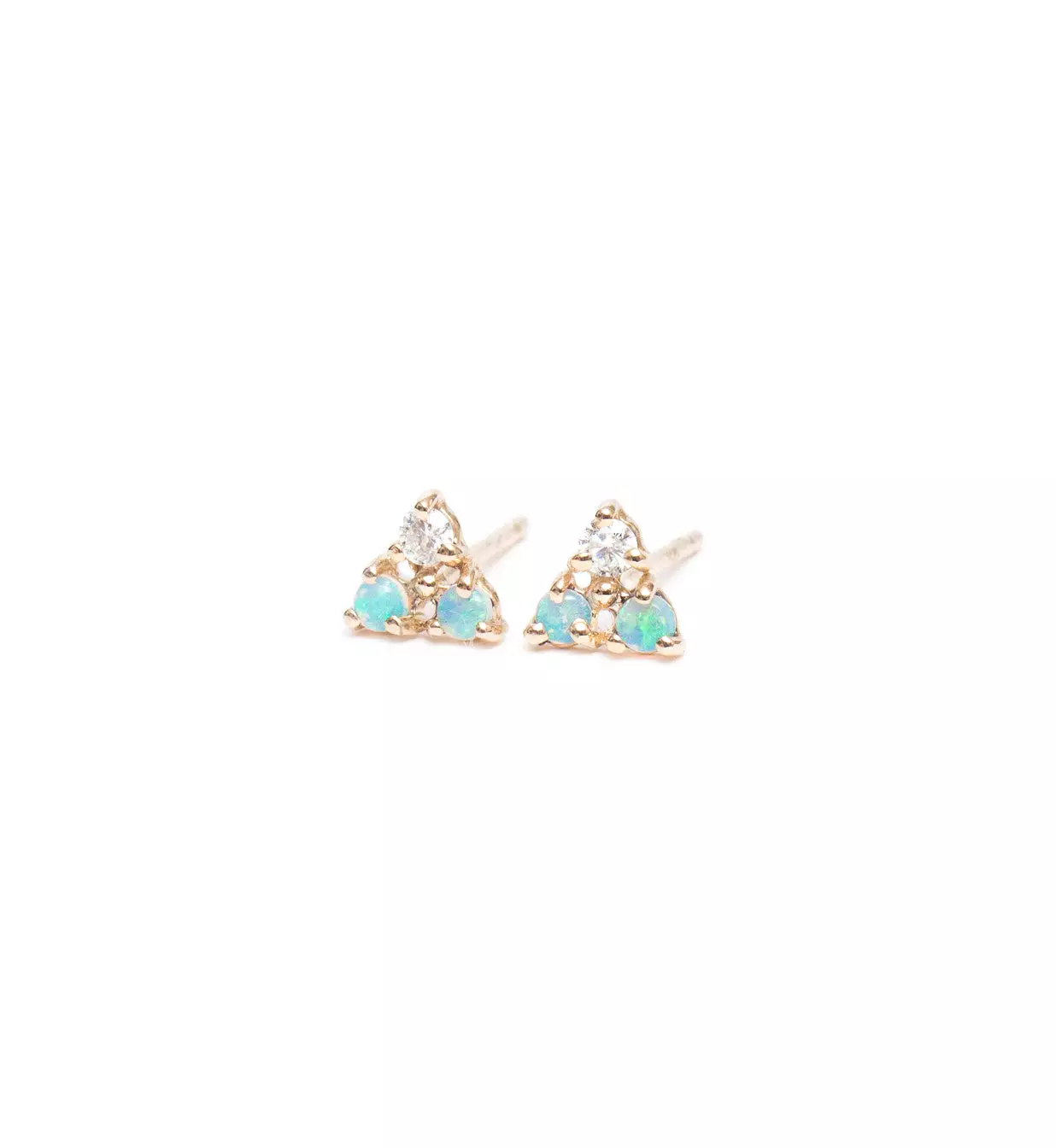 Tri-Opal & Diamond Stud Earrings