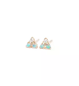 Tri-Opal & Diamond Stud Earrings