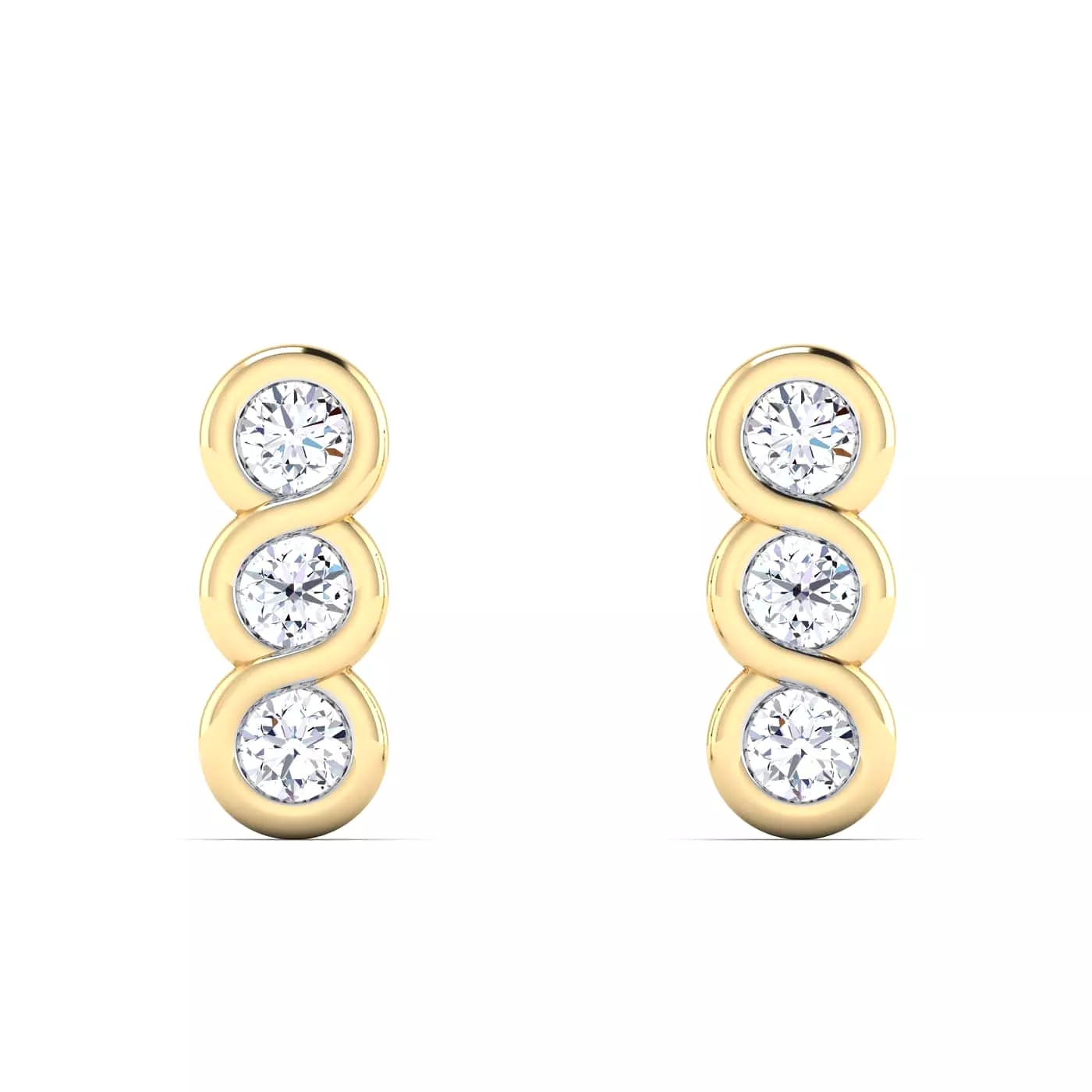 Trio Diamond Drop Earrings, Lab Grown