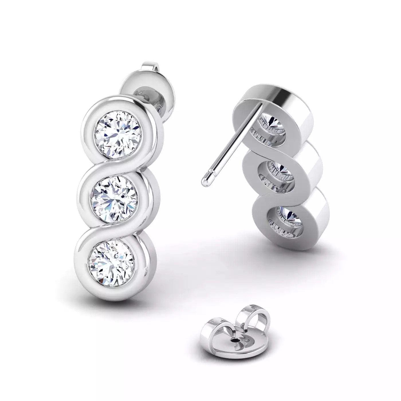 Trio Diamond Drop Earrings, Lab Grown