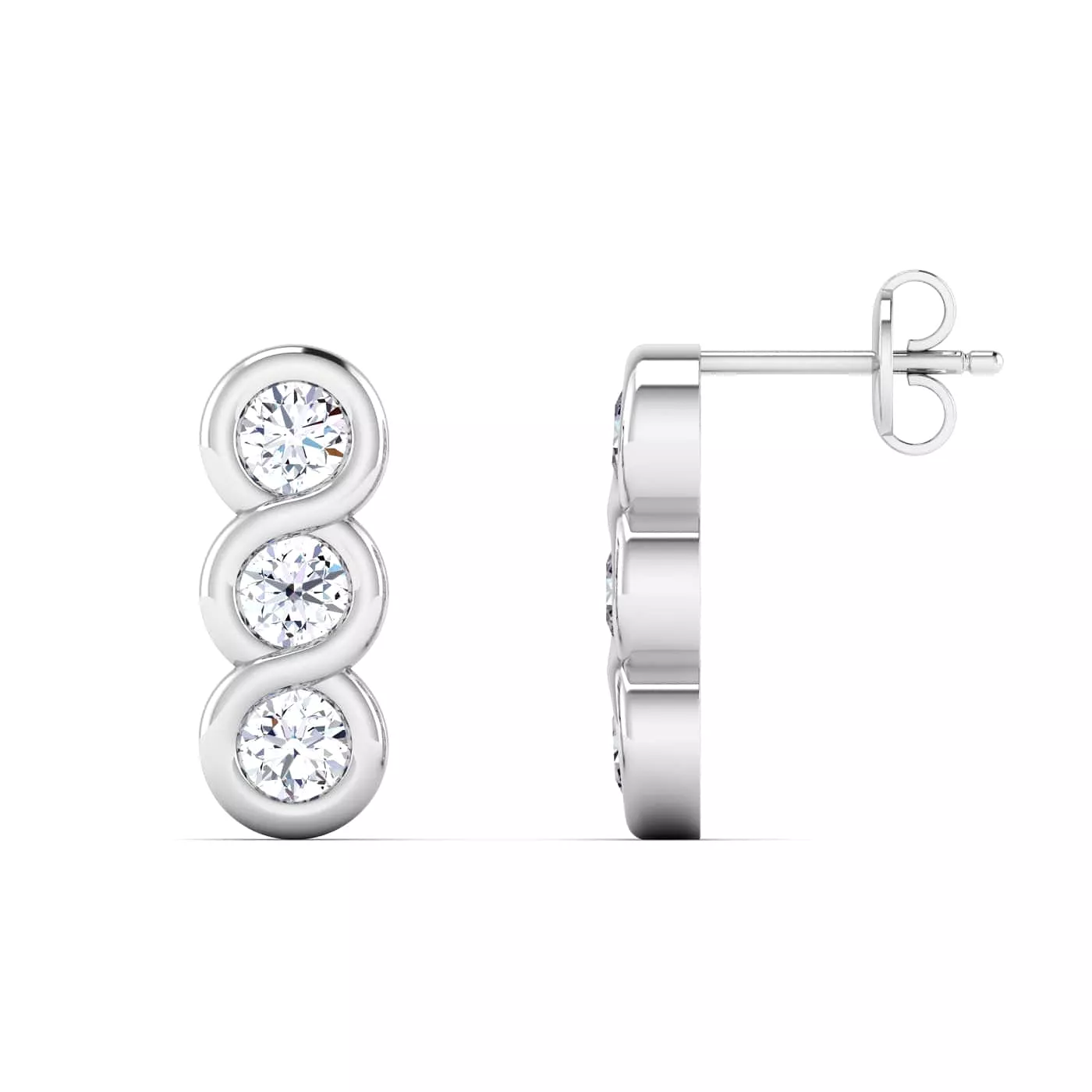 Trio Diamond Drop Earrings, Lab Grown