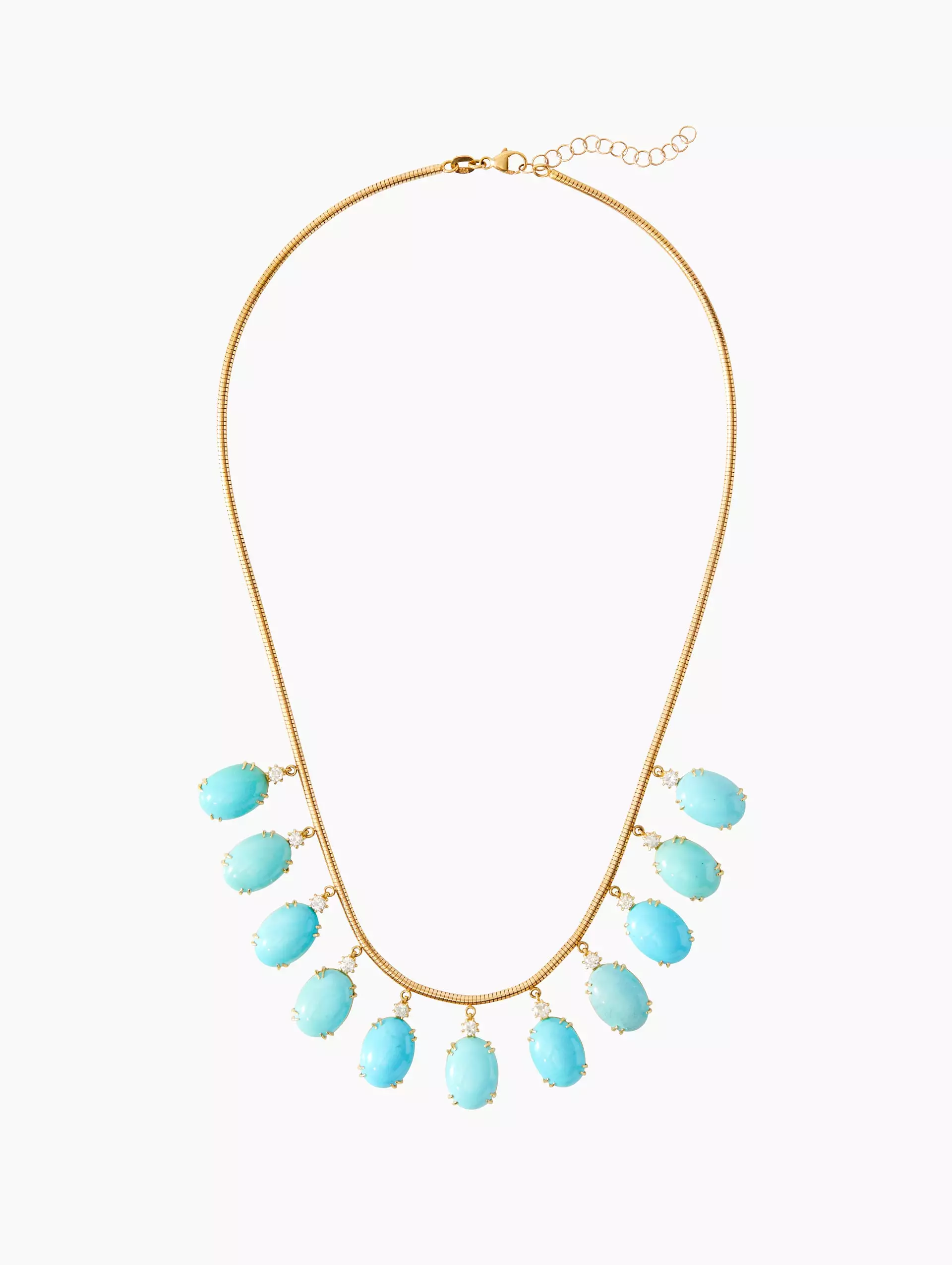 Turquoise & Diamond Fringe Necklace