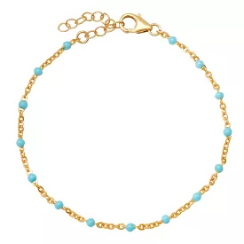 Turquoise Blue Enamel Beaded Bracelet