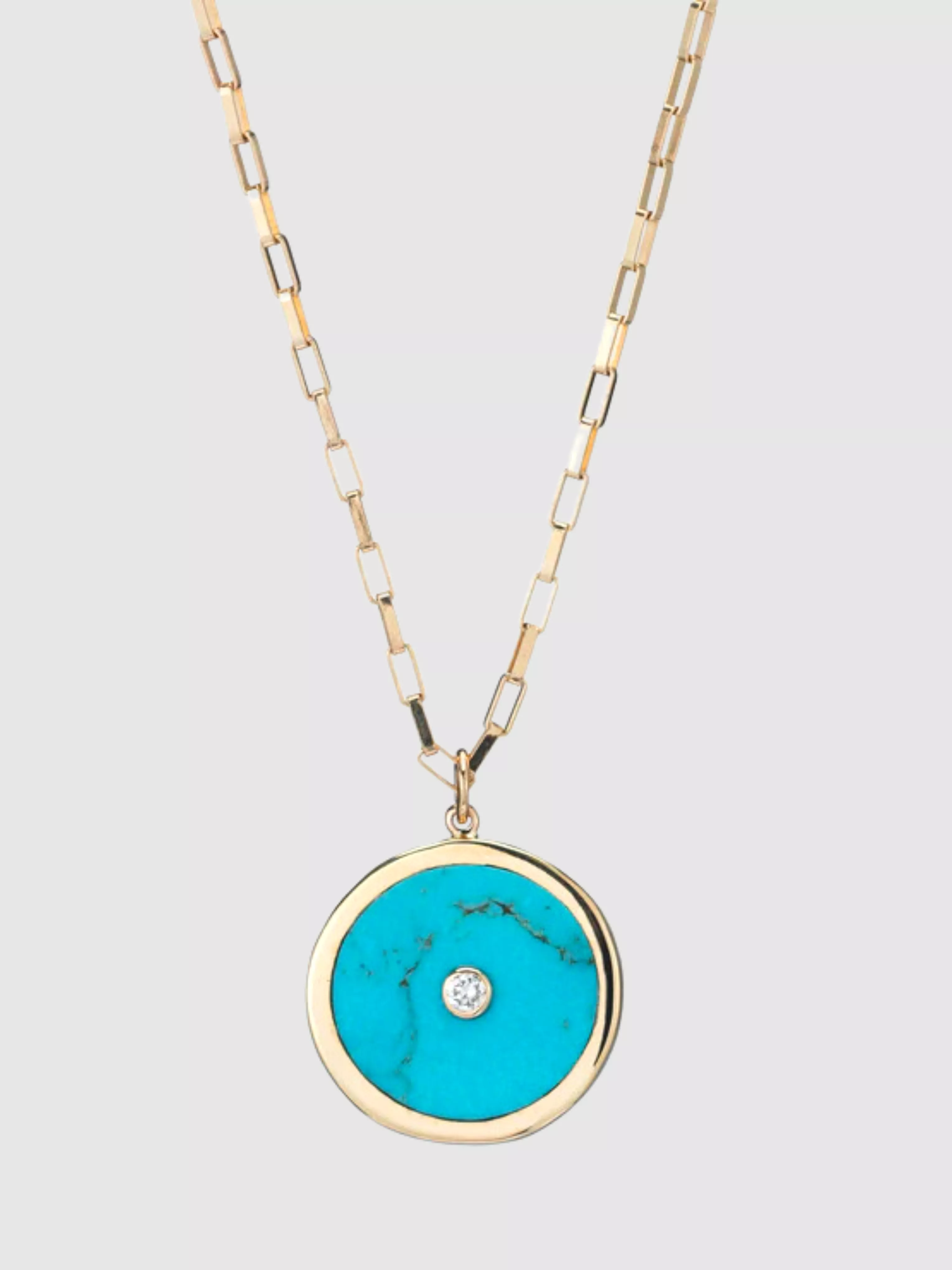 Turquoise, Gold & Diamond Charms Necklace Set