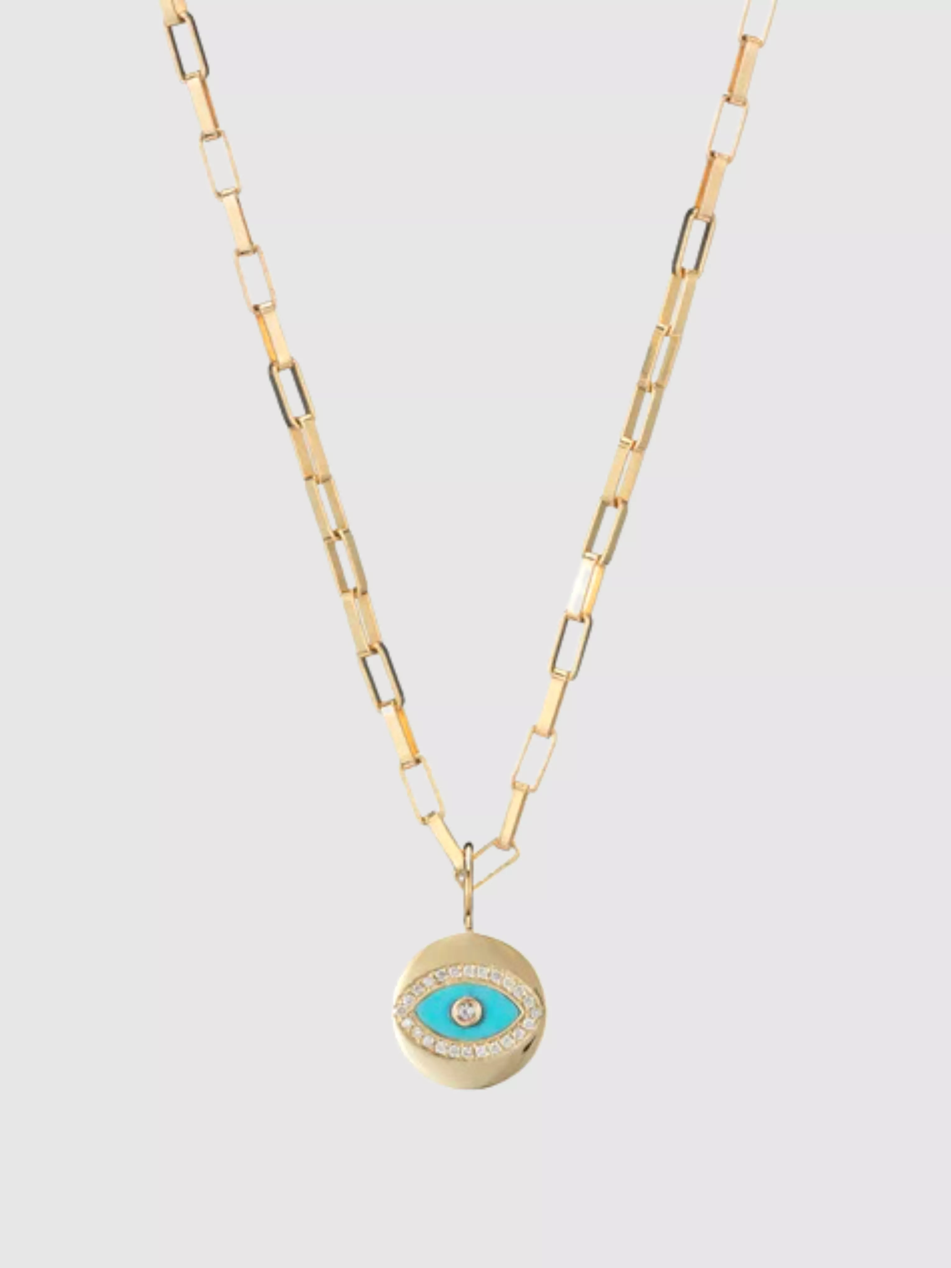 Turquoise, Gold & Diamond Charms Necklace Set