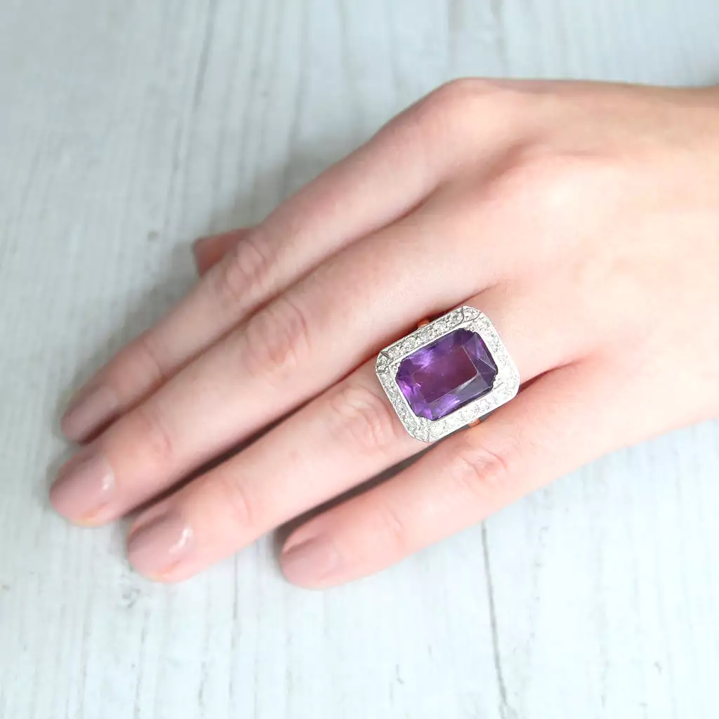 Vintage Amethyst and Diamond Cocktail Ring