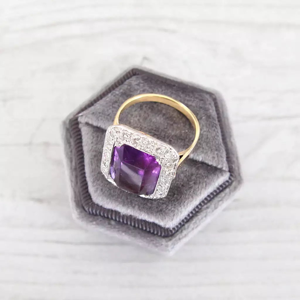 Vintage Amethyst and Diamond Cocktail Ring