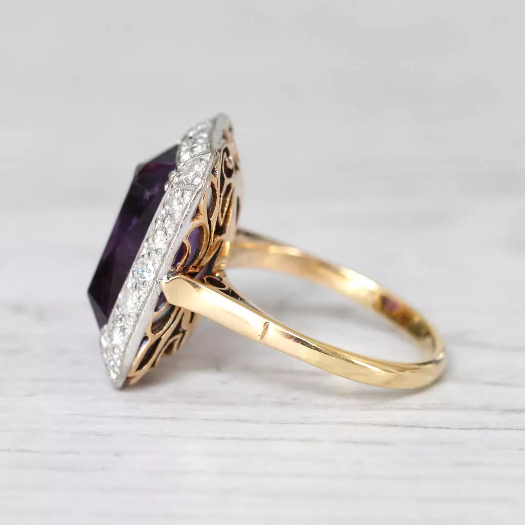 Vintage Amethyst and Diamond Cocktail Ring