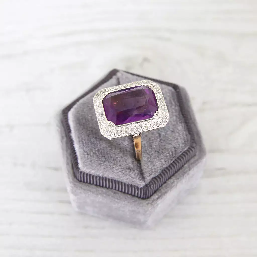 Vintage Amethyst and Diamond Cocktail Ring