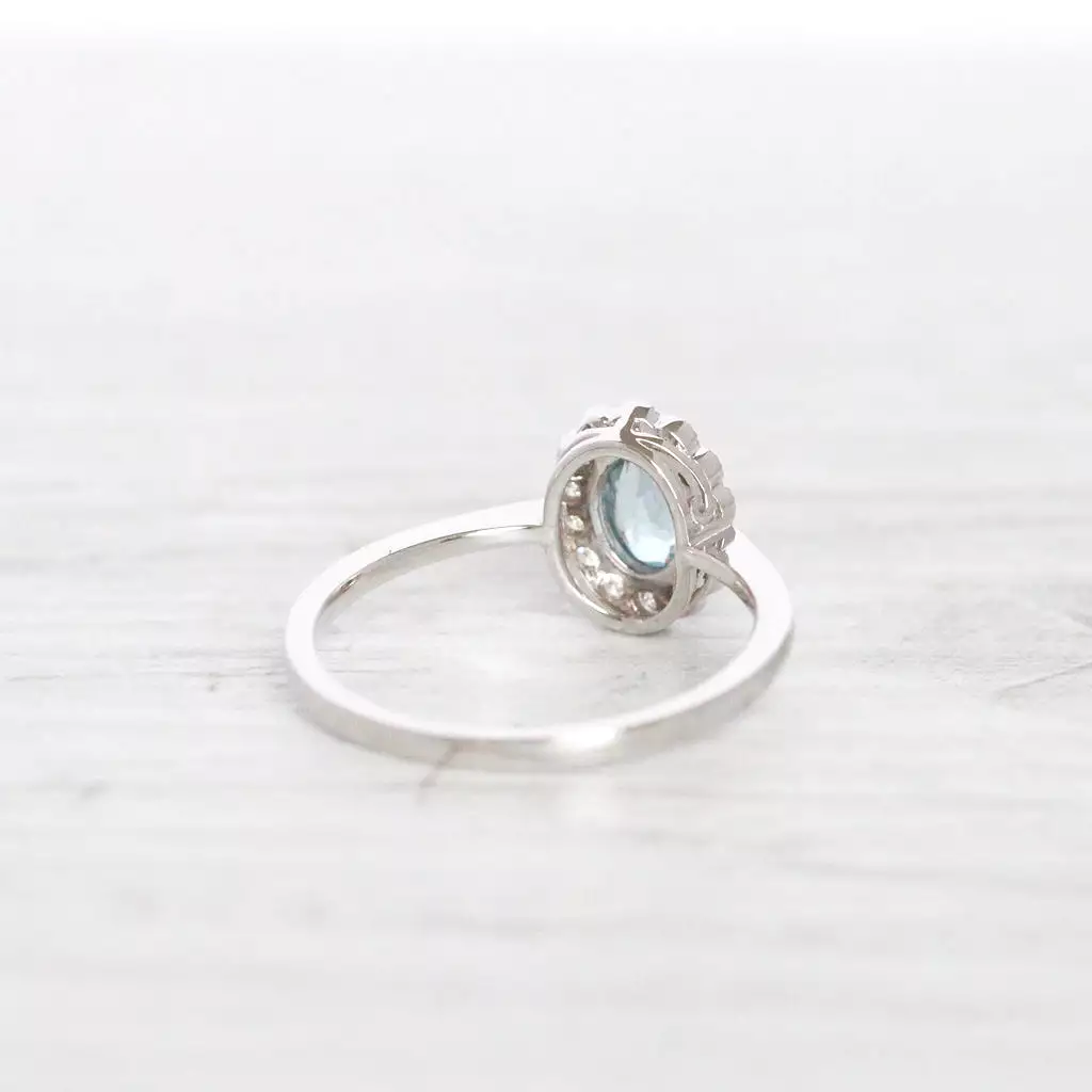 Vintage Style 0.37 Carat Aquamarine and Diamond Cluster