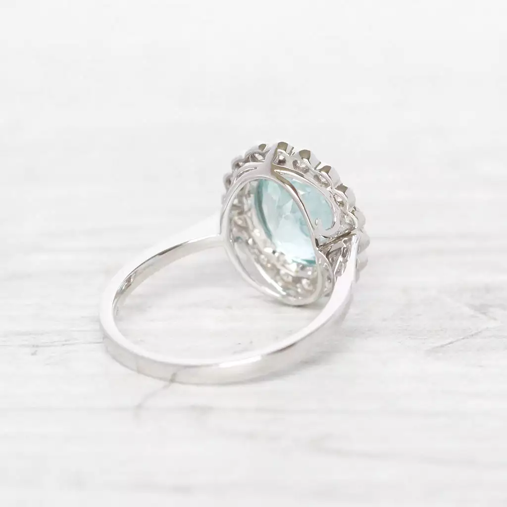 Vintage Style 2.35 Carat Aquamarine and Diamond Cluster