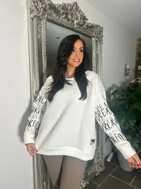 Winter White Graphic Sleeve Sweatshirt Danni