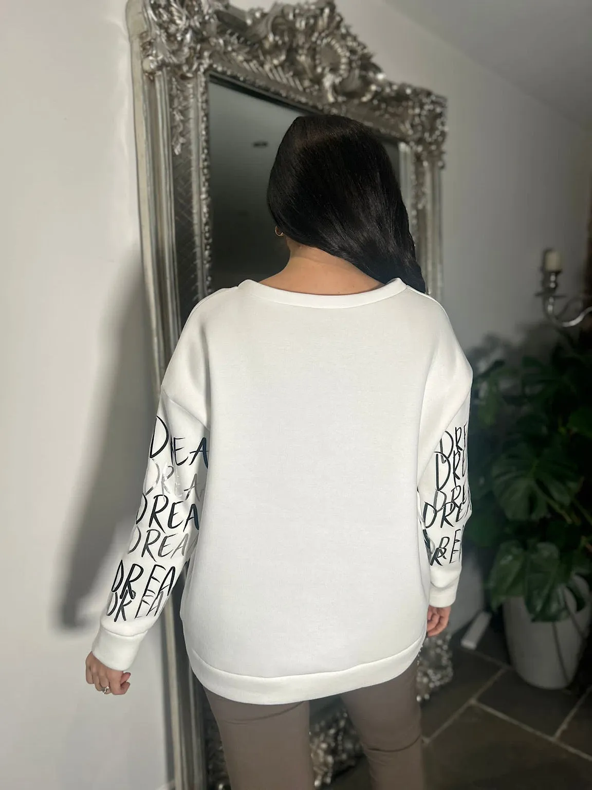 Winter White Graphic Sleeve Sweatshirt Danni