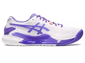 Women's Asics Gel-Resolution 9, White/Amethyst, 10 B Medium